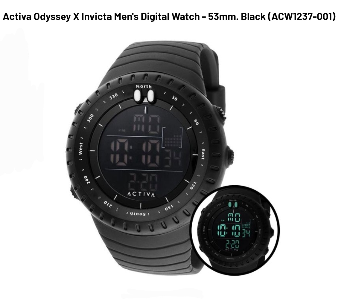 Activa Odyssey X Invicta Men's Digital Watch - 53mm. Black - Image 3