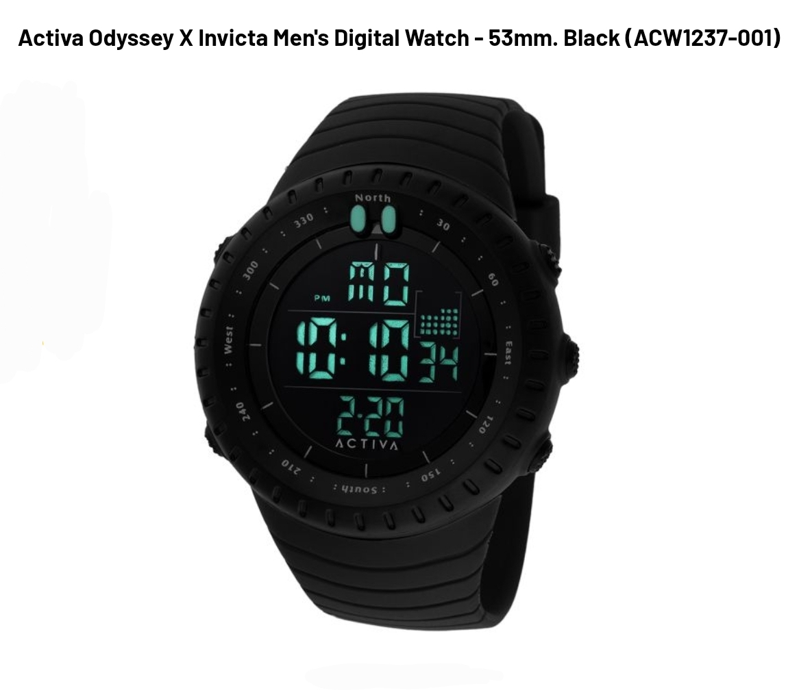 Activa Odyssey X Invicta Men's Digital Watch - 53mm. Black - Image 2