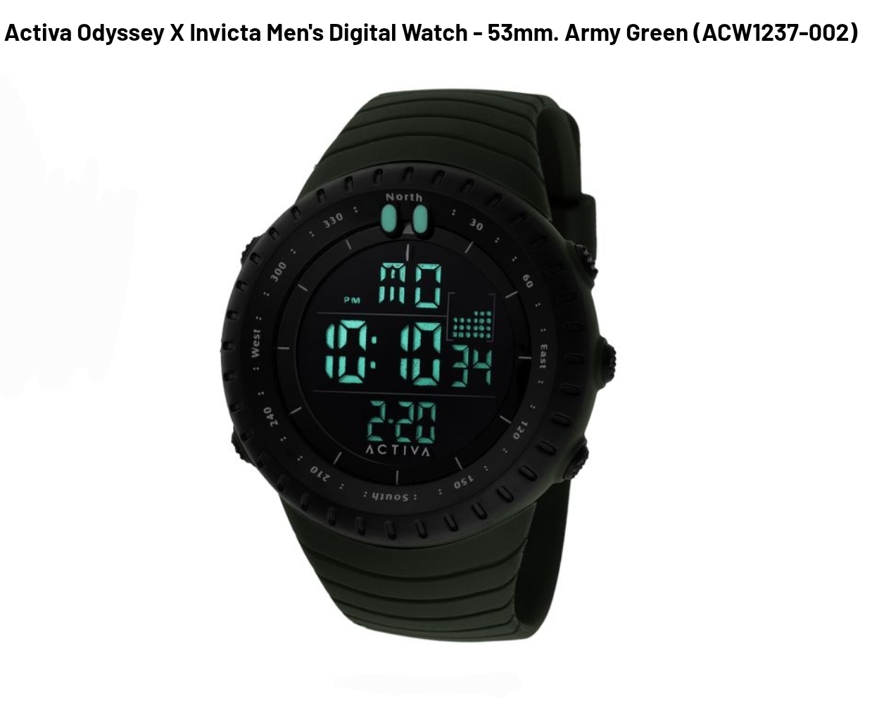 Activa Odyssey X Invicta Men's Digital Watch - 53mm. Army Green - Image 3