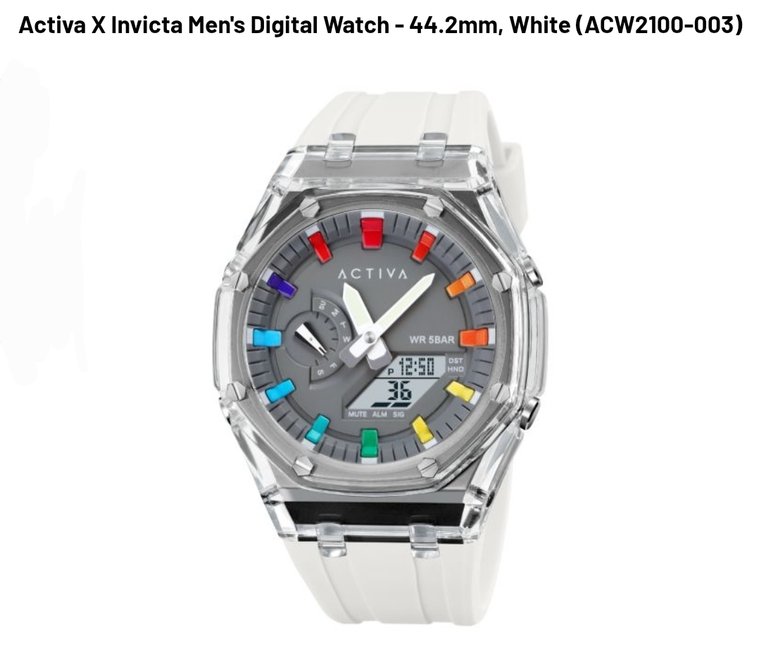Activa X Invicta Men's Digital Watch - 44.2mm, White