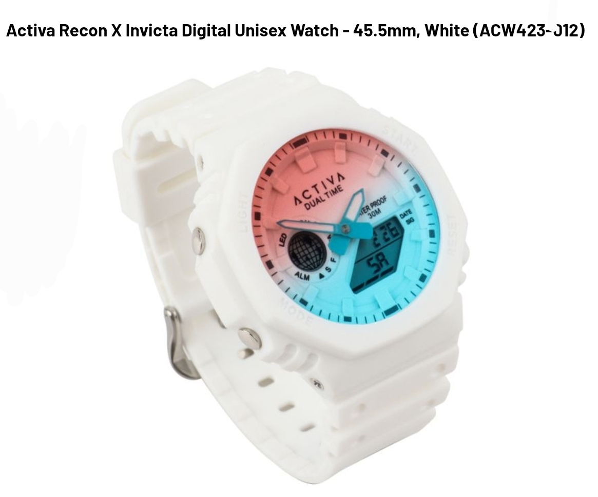 Activa Recon X Invicta Digital Unisex Watch - 45.5mm, White