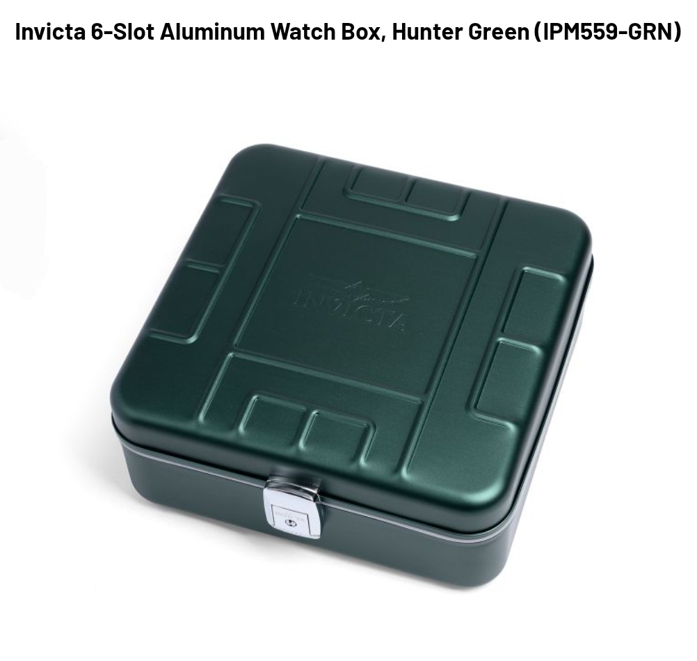 Invicta 6-Slot Aluminum Watch Box, Hunter Green