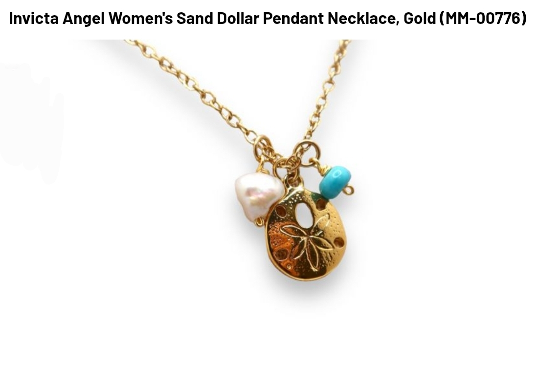 Invicta Angel Women's Sand Dollar Pendant Necklace, Gold.