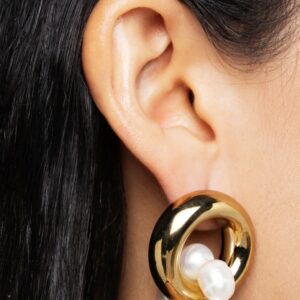 Bold Gold and Pearl Earrings