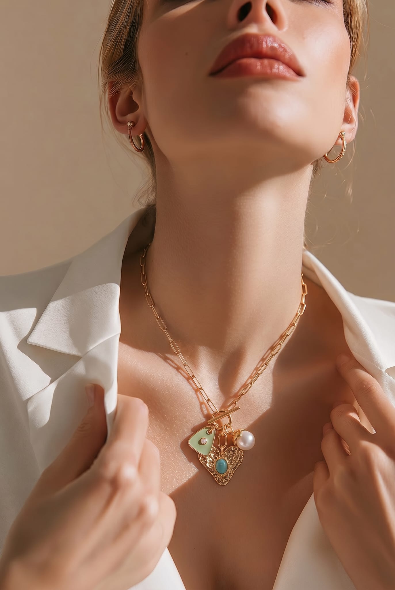 Gold Plated Charm Necklace Amazonite - Image 2
