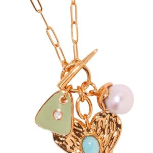 Gold Plated Charm Necklace Amazonite
