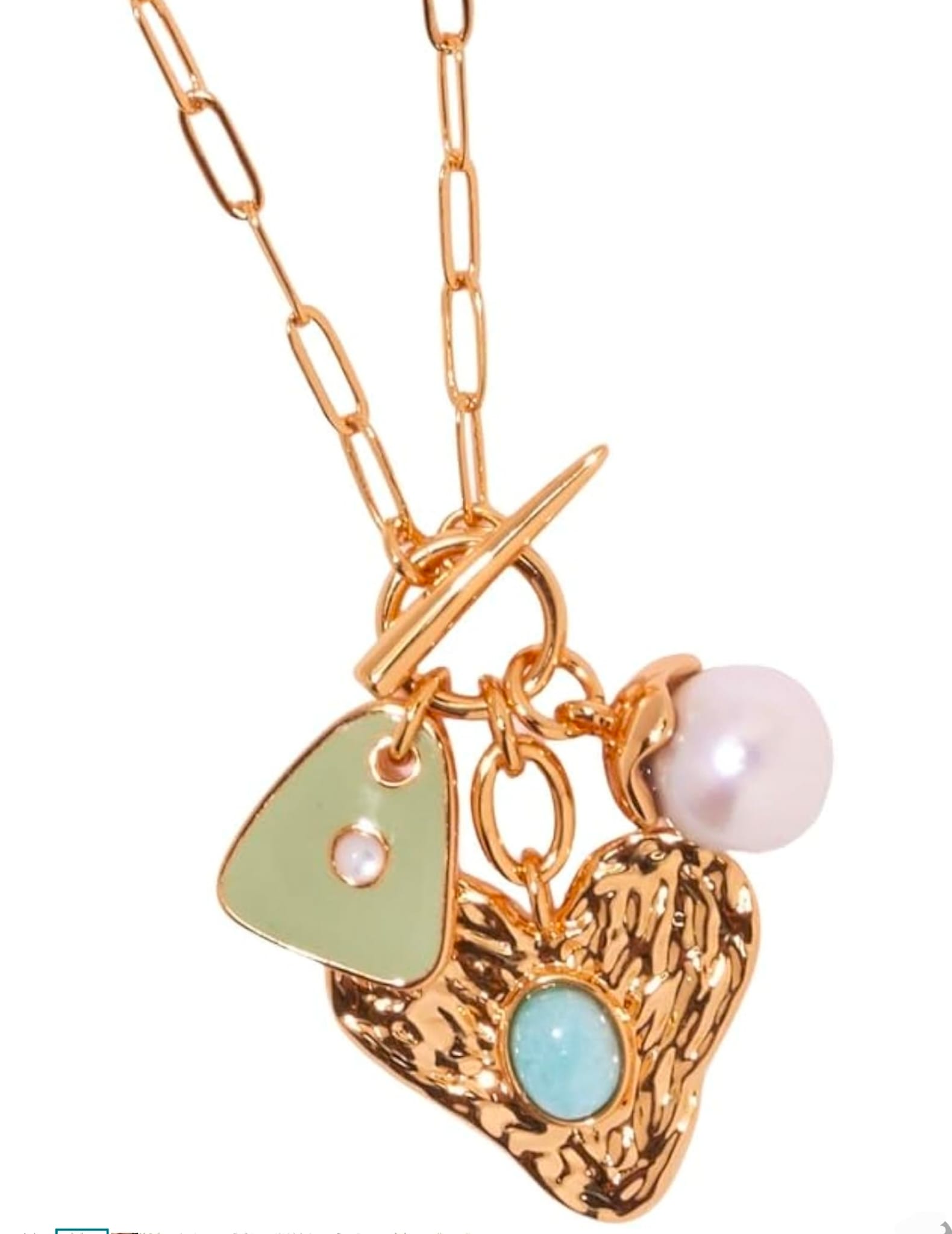 Gold Plated Charm Necklace Amazonite