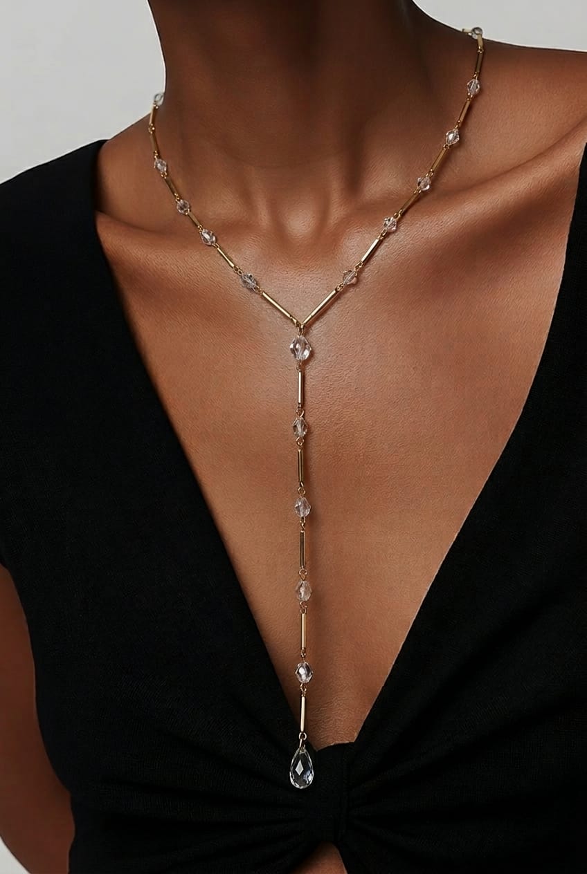 18k Gold Plated. 16" + 5" Drop with Cristal Stone's