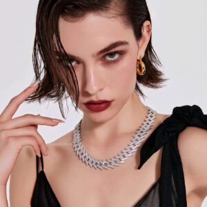 Women’s Iced-Out Spiky Cuban Link Chain Necklace